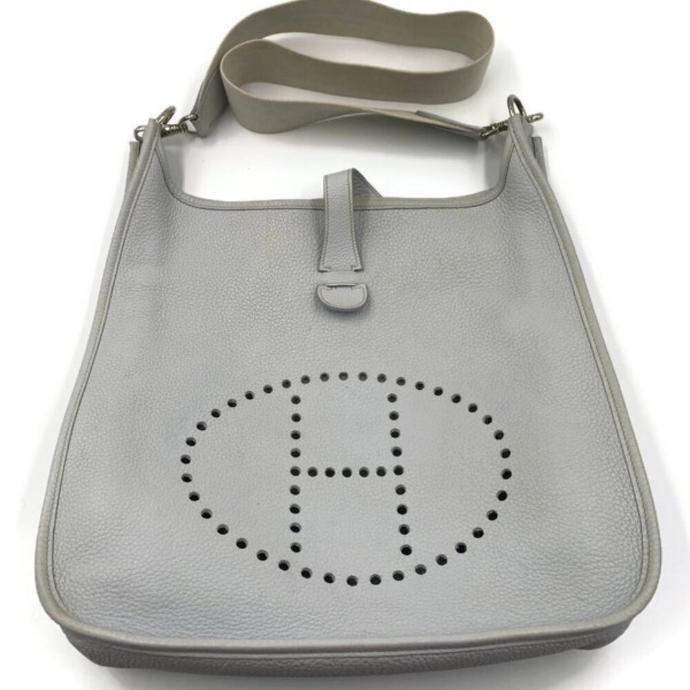 Authentic HERMES Grey Clemence Evelyne I GM Crossbody Bag